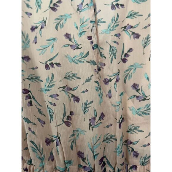 NWT SZ XL ROW A Laney Godet Surplice purina Romper in Blush Print with Flutter S - Picture 9 of 11